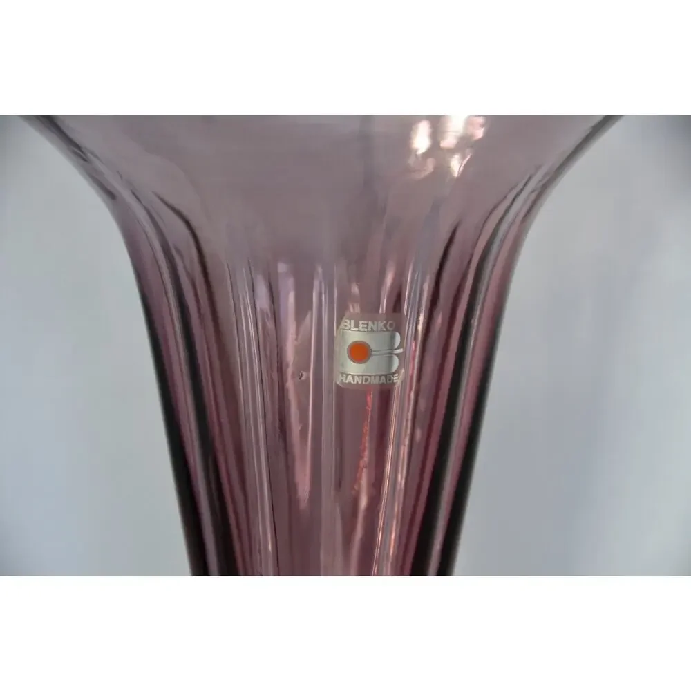 Studio Art Glass Blenko Blown Art Glass Footed Trumpet Vase